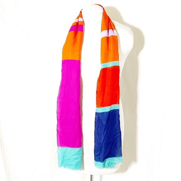 Gap Color Block Frayed Edge Scarf - Picture 1 of 8